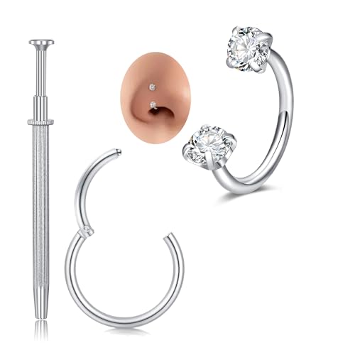 18g 20g 22g Nose Rings Hoops Silver Gold Hoop Nose Ring Surgical Steel Hypoallergenic Cartilage Hoop Earring Thin Helix Earring Hoops Tiny Small Lip Rings Piercing Jewelry 6mm 8mm 10mm - color: Silver 20g 8mm Clicker