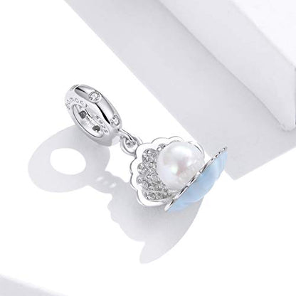 925 Sterling Silver Charms for Bracelet Jewelry Gifts for Women - color: Pearl