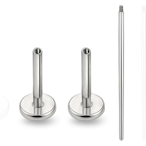 limerencia 16G/18G Hypoallergenic Internal Threaded Titanium Bar Post Replacement,Flat Back Stud Earrings Post Medusa Helix Couch Labret Bar for Women Men Sensitive Ears(A Pair) - color: silver tone, size: 18G-8mm
