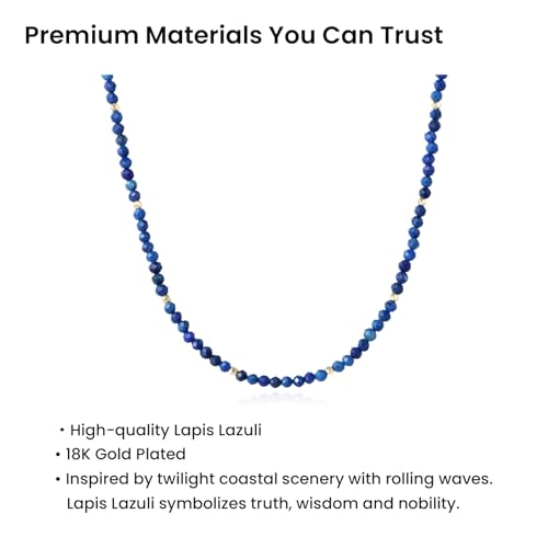ARSIS Genuine Beaded Gemstone Necklace for Women, Colorful Natural Stone Handmade Bead Choker, Personalized Birthstone Necklace, Boho Summer Beach Necklace Layering Stackable Jewelry Gift - color: Lapis Lazuli (September)
