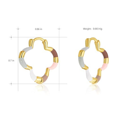 Milan Chiva 14K Gold Plated Small Huggie Dangle Earrings | Lightweight Trendy Heart Dainty Jewelry Hypoallergenic Chunky Gold Hoops Earrings Jewelry Mothers Day Gift for Women - color: I-Multi-Pink