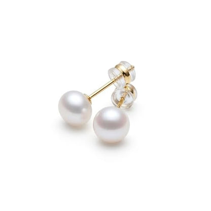 Pearl Earrings Studs,18K White Gold Plated Hypoallergenic Earrings with 925 Sterling Silver, AAAAA+ Handpicked Freshwater Cultured Pearl Stud Earrings for Women Present Wedding Holiday, Button Shape