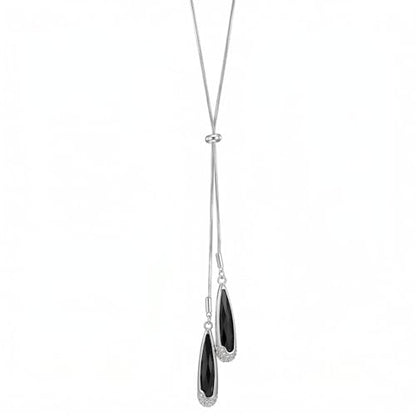 cobee Women's Y-Drop Lariat Necklace Adjustable Stainless Steel Chain | Alloy Teardrop Pendant Minimalist Layering Jewelry for Women Mother Daughter Wife