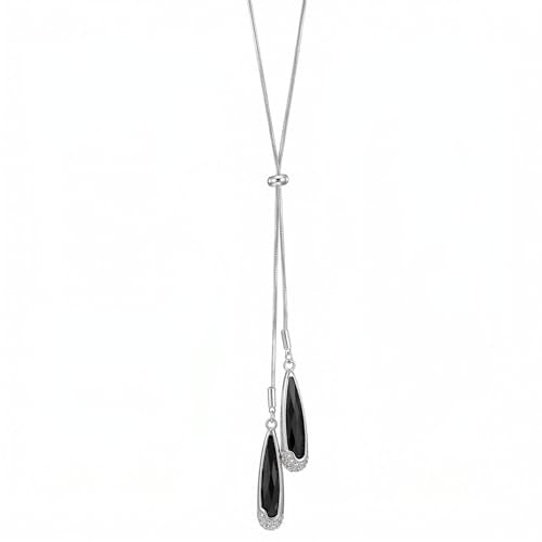 cobee Women's Y-Drop Lariat Necklace Adjustable Stainless Steel Chain | Alloy Teardrop Pendant Minimalist Layering Jewelry for Women Mother Daughter Wife