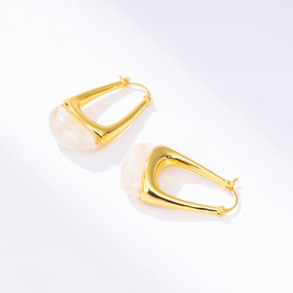 Acrylic Gold Hoop Earrings Chunky Statement Dangle Drop Huggie Earring Colorful Resin Jewelry for Women - color: White