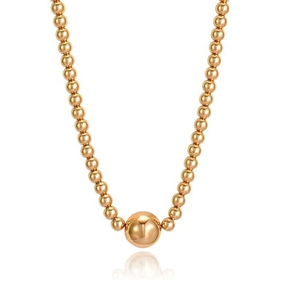 COBI Paperclip Chain Necklace for Women,Beaded Necklace,18K Gold /925 Sterling Silver Plated,Chunky Link Chain Necklace for Daily Wear,Ideal Gift for Her 17" - style: Beaded-Gold
