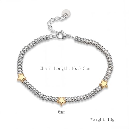 316L Stainless Steel Heart Star Charm Bracelets For Women Romantic Gift Daily Wear Casual Jewelry - color: gold star