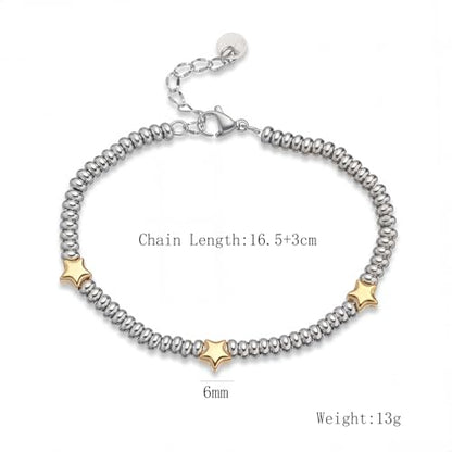 316L Stainless Steel Heart Star Charm Bracelets For Women Romantic Gift Daily Wear Casual Jewelry - color: gold star