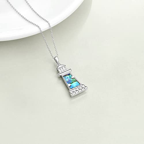 ONEFINITY Lighthouse Necklace for Women Sterling Silver Lighthouse Pendant Necklace Birthday Jewelry Gift for Women - color: Abalone shell