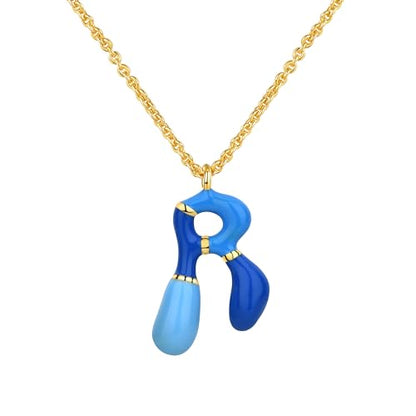 Kainier Bubble Letter Initial Necklace for Women, Colorful Balloon Alphabet Name Pendant Dainty Cute 14K Gold Plated Necklaces Jewelry Gifts… - color: Colourful, style: R
