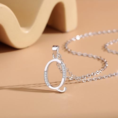 VIKI LYNN Dainty Initial Letter Pendant Necklace for Women | Cubic Zirconia Initial Jewelry, Personalized Letter Necklace, Dainty Women Jewelry, Birthday Gift Idea for Her, Mom and Wife - color: Silver, style: Silver-Q