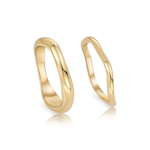 Rings for Women,Dainty Ring Set 14K Gold Plated Thumb Rings Non Tarnish Chunky Size 6-10 Gold Jewelry Gifts for Women