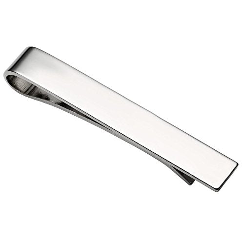 Zysta Free Engraving - Personalized Custom Mens High Polished Stainless Steel Mens Tie Bar Clip for Regular Ties + Gift Box - color: Silver