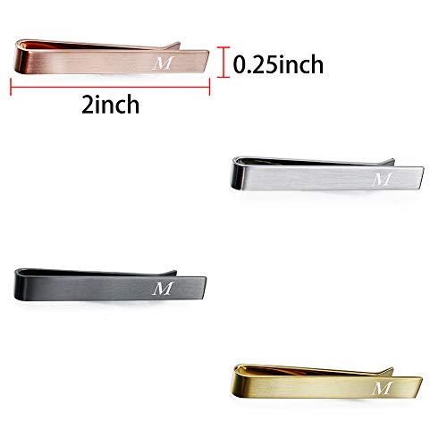 HAWSON 2 inch Tie Clips for Men-Skinny Tie Bar Personalized Letter Tie Clip Set for Wedding Anniversary Business and Best Gift for Him - color: Matte-M