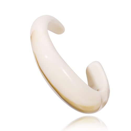Firstmeet Chunky Bold Open Cuff Acrylic Bangle - Oversized Wrist Statement Bracelet for Edgy Style - color: Beige