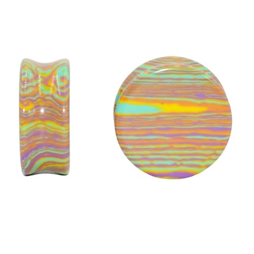 Rainbow Stone Double Flare Ear Plugs Tunnels Natural Organic Stones Expander Ears Piercing Stretcher Gauge Plug for Women Men Fashion Body Jewelry - color: 10mm(00g)