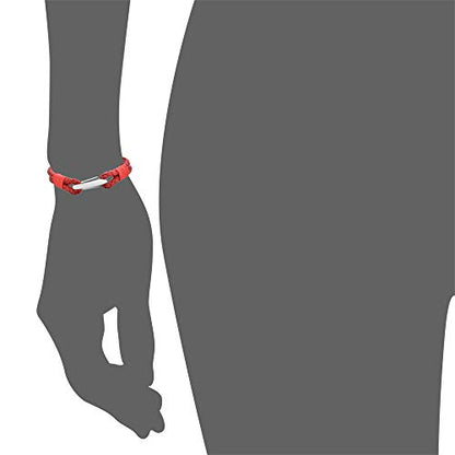 Edforce Braided Genuine Leather 2-Strand Cuff Bracelet with Stainless Steel Clasp - color: Red
