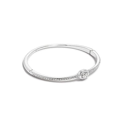 COACH Signature Logo Pave Hinged Bangle Bracelet - color: Crystal