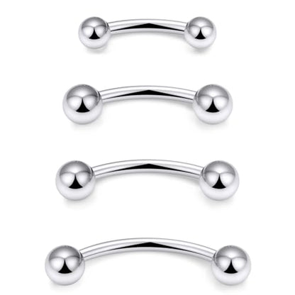 Snake Eyes Piercing Jewelry Tongue Surgical Steel Frog Eyes Tongue Rings 16G 14G Eyebrow Piercing Curbed Barbell Vertical Labret Lip Jewelry Bridge Piercings for Women Men 10mm/12mm/14mm/16mm - color: 14g,silvertone
