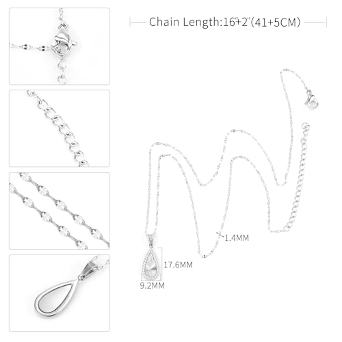 16 Inch Women's Pendant Necklace Chains - 5 Different Pendant Designs, Dainty Adjustable Chains(Gold/Silver) - color: silver1