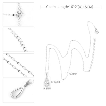 16 Inch Women's Pendant Necklace Chains - 5 Different Pendant Designs, Dainty Adjustable Chains(Gold/Silver) - color: silver1