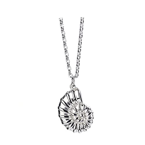 18K Gold Plated Stainless Steel Bee Honeycomb Pendant Necklace, Adjustable Y Lariat Conch/Guitar/Horseshoe Necklace for Women - color: Silver, style: Conch