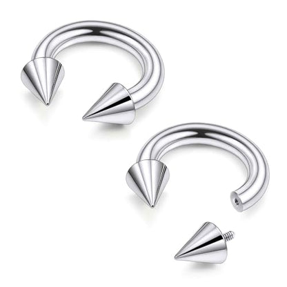 Ruifan 20G 18G 16G 14G 12G 8G 6G 4G 2G Horseshoe Nose Ring Titanium Septum Rings Piercing Jewelry Internally Threaded Gauges Cartilage Conch Helix Rook Lip Tragus Earring Hoop Eyebrow For Women Men - size: Spike: 6G - 14MM