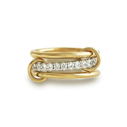 Gold Stackable Rings for Women Non Tarnish, 18k Gold Plated Cubic Zirconia Rings, Silver Gold Multi Ring Mixed Metals Stack Rings Set - color: Gold, size: 6