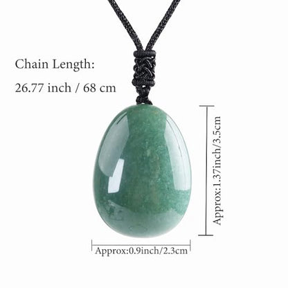 Anjiucc Natural Gemstone Tree of Life Black Obsidian/Golden Obsidian Pendant Necklace for Male and Female Necklace - color: Green Aventurine