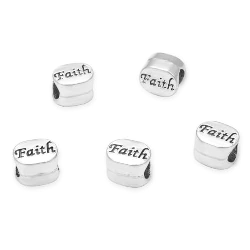 40pcs Faith Beads Large Hole Bead (4.5mm Hole) Antique Silver - size: Faith Bead