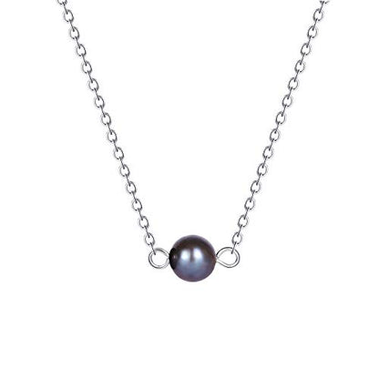 Turquoise or Pearl Bar Choker Necklace Pearl or Turquoise Beads Necklace Jewelry for Women - size: 14 Inch, style: Single Black Pearl Beads