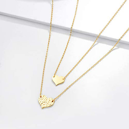 MEVECCO Dainty Pendant Layered Necklaces for Women | 18K Gold Plated Brass, 2-Piece Set With A Choker-Length Upper Layer, Wear Together Or Separately, Refined Everyday Style - style: Heart