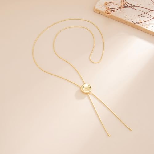 Gold Lariat Necklace Y Shaped Necklace Long Chain Necklace Adjustable Elegant Drop Design jewelry for women gifts for women Minimal Fashion Layering Accessory - color: Gold Lariat Necklace