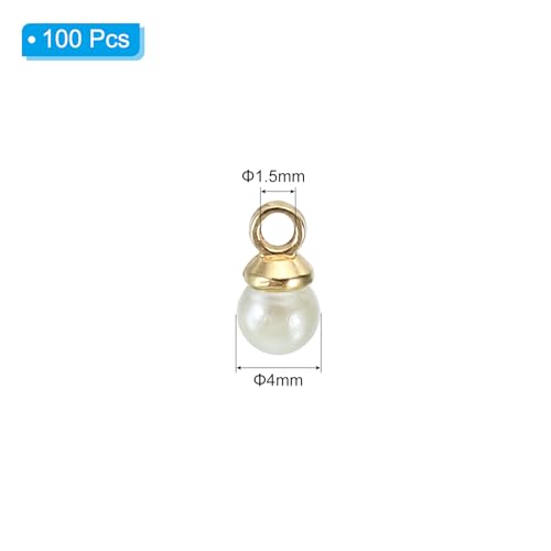 PATIKIL Pearl Charm, 100pcs Pearl Beads Faux Pearl Pendant Charm DIY for Jewelry Making Bracelets Earrings Necklace Crafts - color: Golden Beige, size: 4mm