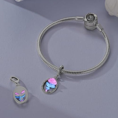 LNQOBU 925 Sterling Silver Charms Color-changing Chameleon Dangle Charm Beads Glow in the Dark Charme fits Pandora Bracelets and Necklace Jewelry Gift for Women - style: Glow in the dark 1730