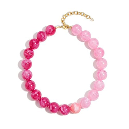 Chunky Beaded Necklaces for Women Statement Necklace | Bold Chunky Choker, Large Resin Beads, Adjustable Necklace, Boho Trendy Summer Beach Holiday Jewelry - color: Pink-02