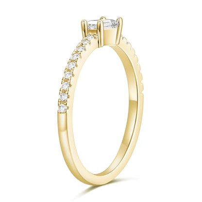 TIGRADE 1.5mm Eternity Ring Baguette Cubic Zirconia Anniversary Ring CZ Pave Wedding Band for Women Size 3-12 - color: Gold