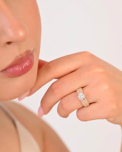 Rinfit Silicone Ring with Stone, Round Cut CZ | AAAAA Grade Cubic Zirconia, Solitaire Engagement Ring for Her, Flexible Rubber Wedding Band for Women, Patented Design - color: Pack B: Nude / Rose Gold