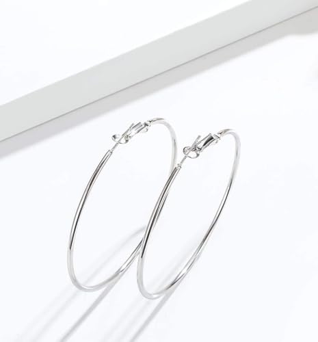 VONALA 925 Sterling Silver Circle Endless Hoop Earrings - Jewellery for Women - size: 25mm