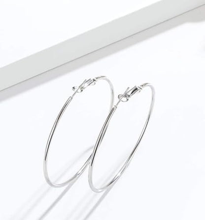 VONALA 925 Sterling Silver Circle Endless Hoop Earrings - Jewellery for Women - size: 25mm
