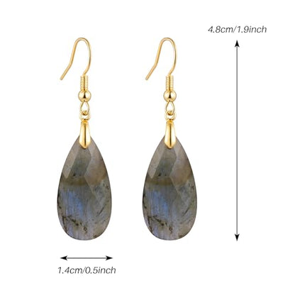 SELOVO Teardrop Fishhook Dangle Drop Earrings for Women Crystal Earring - color: Grey-Gold Color Hook