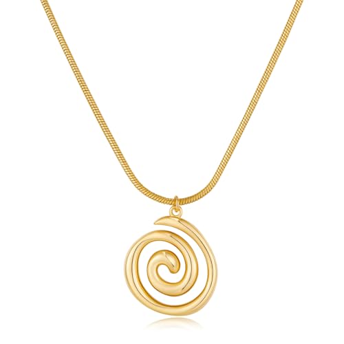 Boho Chunky Gold Statement Necklaces for Women Beach Jewelry Gifts | Versatile Everyday Wear, Pairs with Any Outfit, Ideal Gift for Any Occasion, Easy to Layer, Lightweight, Hypoallergenic - style: Spiral-A