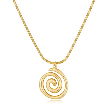 Boho Chunky Gold Statement Necklaces for Women Beach Jewelry Gifts | Versatile Everyday Wear, Pairs with Any Outfit, Ideal Gift for Any Occasion, Easy to Layer, Lightweight, Hypoallergenic - style: Spiral-A