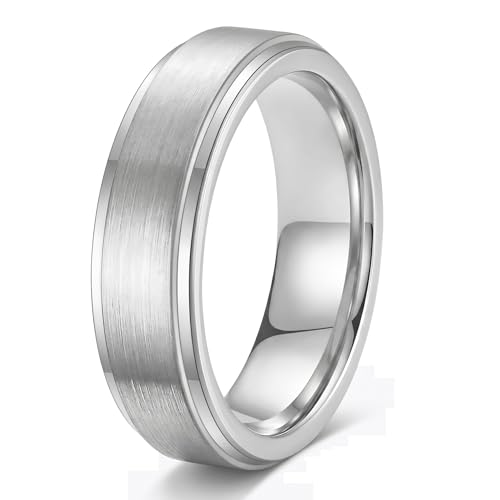 6mm 8mm Black/Gold/Silver/Purple Classic Stainless Steel Wedding Band Ring For Men Womem Matte Brushed Finish Comfort Fit Size 5-12 - color: 6mm-Silver