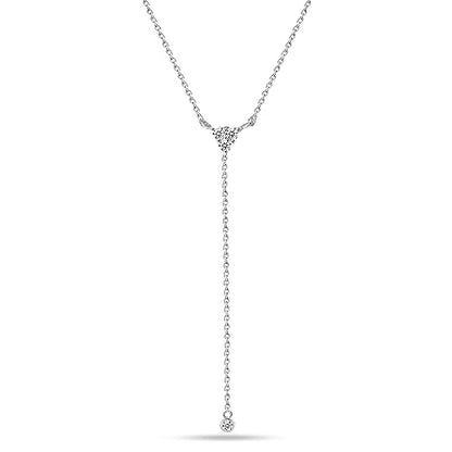 LeCalla 925 Sterling Silver CZ Necklace for Women Jewelry Lightweight Adjustable Lariat Zirconia Choker Y Chain Necklace - color: Zirconia Y Necklace