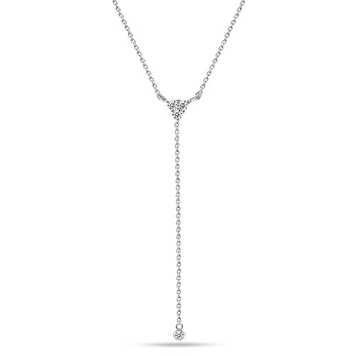 LeCalla 925 Sterling Silver CZ Necklace for Women Jewelry Lightweight Adjustable Lariat Zirconia Choker Y Chain Necklace - color: Zirconia Y Necklace