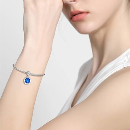 Birthstone Charms for Women Bracelets Birthday Bead Charms fit Pandora Bracelets Mothers Day Gifts for Women - color: 09-September(Sapphire)