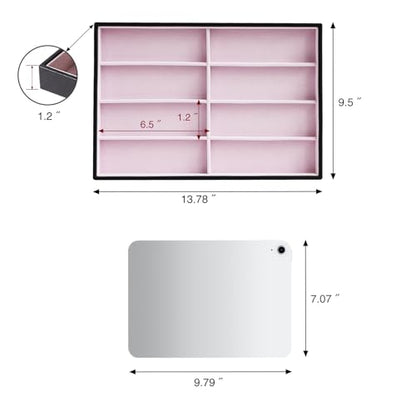 Stratalife 8 Grids Drawer Sunglasses Organizer Tray, Pink PU Velvet | Stackable Eyeglasses Storage Case with Removable Dividers, Jewelry Display Case for Necklace Bracelet, 13.78x9.5x1.2inch - color: Pink