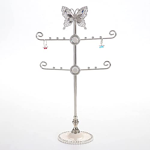 Butterfly Jewelry Display Necklace Earring Organizer Holder Stand Bracelet Rings Rack Tower Decoration Tabletop Countertop for Women Girl Mother's Day Gifts