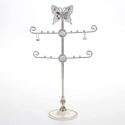 Butterfly Jewelry Display Necklace Earring Organizer Holder Stand Bracelet Rings Rack Tower Decoration Tabletop Countertop for Women Girl Mother's Day Gifts